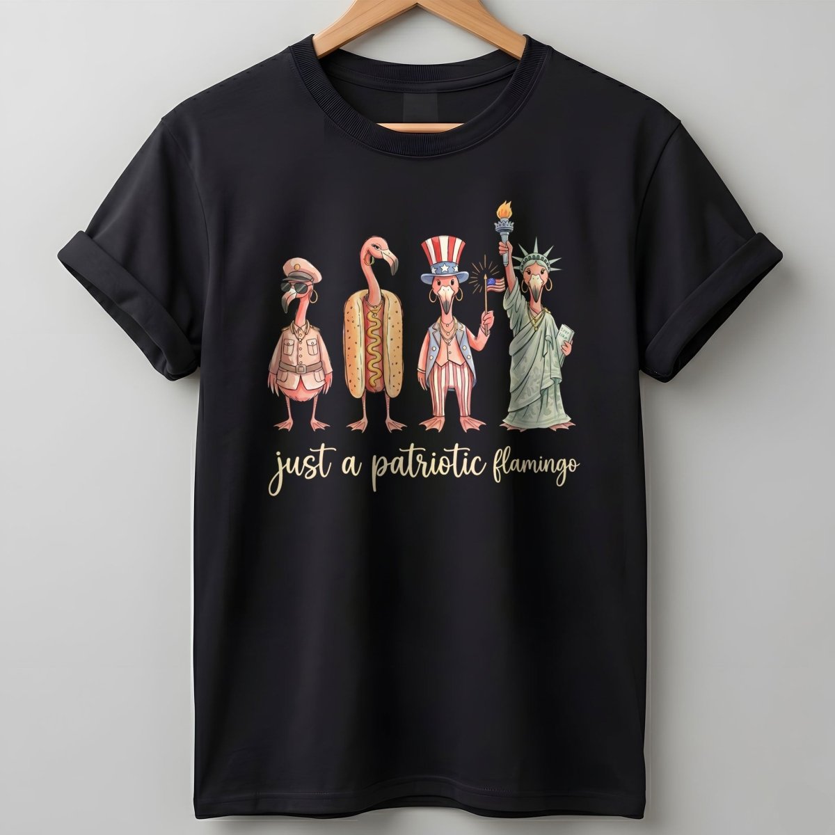 Just A Patriotic Flamingo Funny 4th of July Shirt - FlamingoAholic
