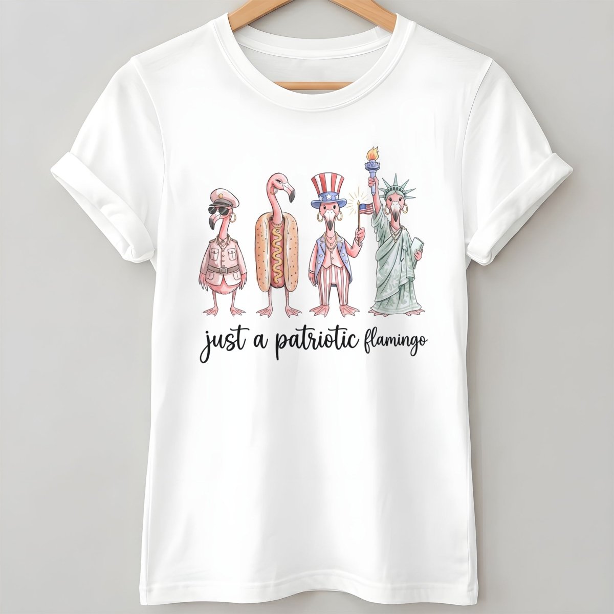 Just A Patriotic Flamingo Funny 4th of July Shirt - FlamingoAholic