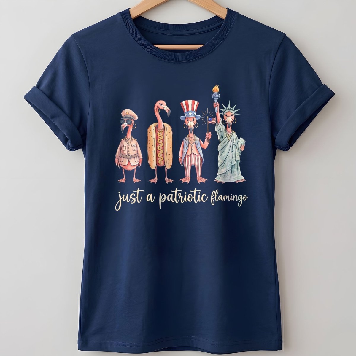 Just A Patriotic Flamingo Funny 4th of July Shirt - FlamingoAholic