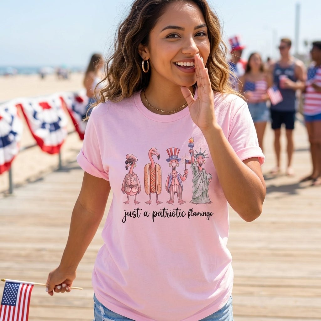 Just A Patriotic Flamingo Funny 4th of July Shirt - FlamingoAholic