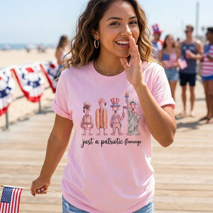 Just A Patriotic Flamingo Funny 4th of July Shirt - FlamingoAholic