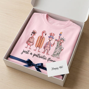 Just A Patriotic Flamingo Funny 4th of July Shirt - FlamingoAholic