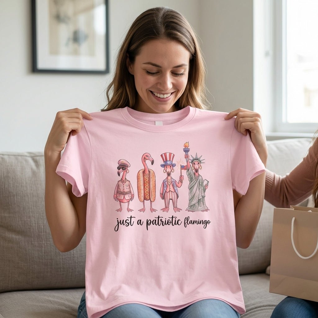 Just A Patriotic Flamingo Funny 4th of July Shirt - FlamingoAholic