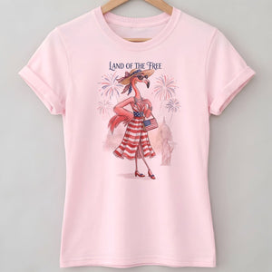 Land of the Free Patriotic Chic Flamingo July 4th Shirt - FlamingoAholic