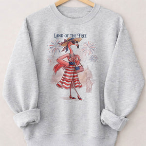 Land of the Free Patriotic Chic Flamingo July 4th Shirt - FlamingoAholic