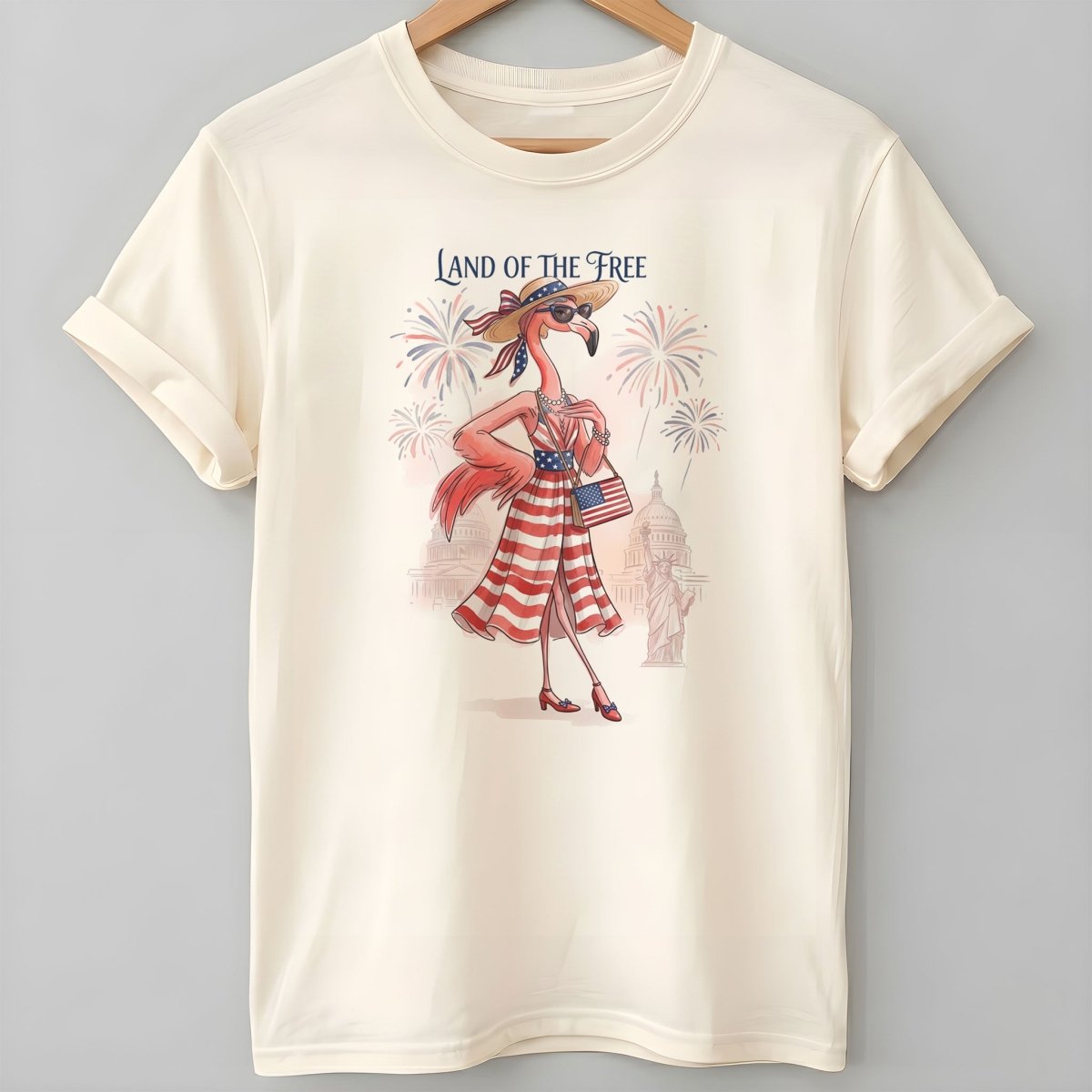 Land of the Free Patriotic Chic Flamingo July 4th Shirt - FlamingoAholic