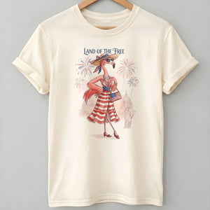 Land of the Free Patriotic Chic Flamingo July 4th Shirt - FlamingoAholic