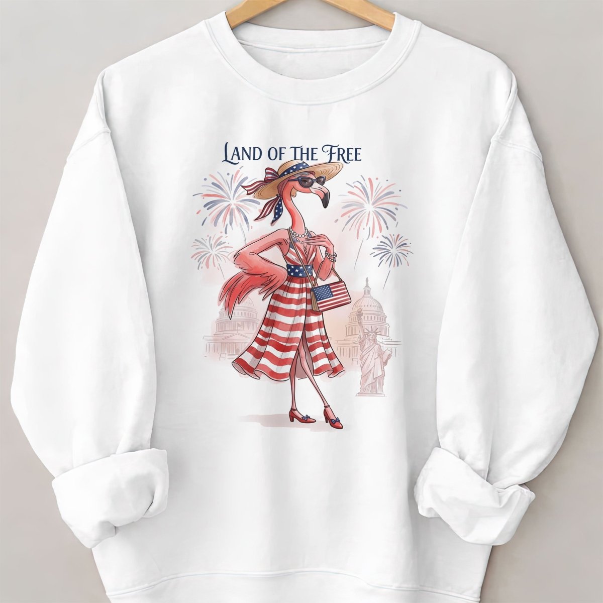 Land of the Free Patriotic Chic Flamingo July 4th Shirt - FlamingoAholic