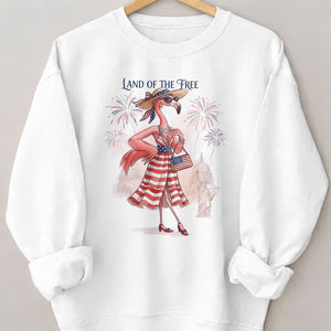 Land of the Free Patriotic Chic Flamingo July 4th Shirt - FlamingoAholic