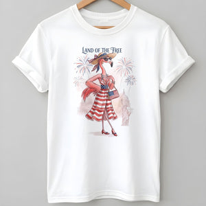 Land of the Free Patriotic Chic Flamingo July 4th Shirt - FlamingoAholic