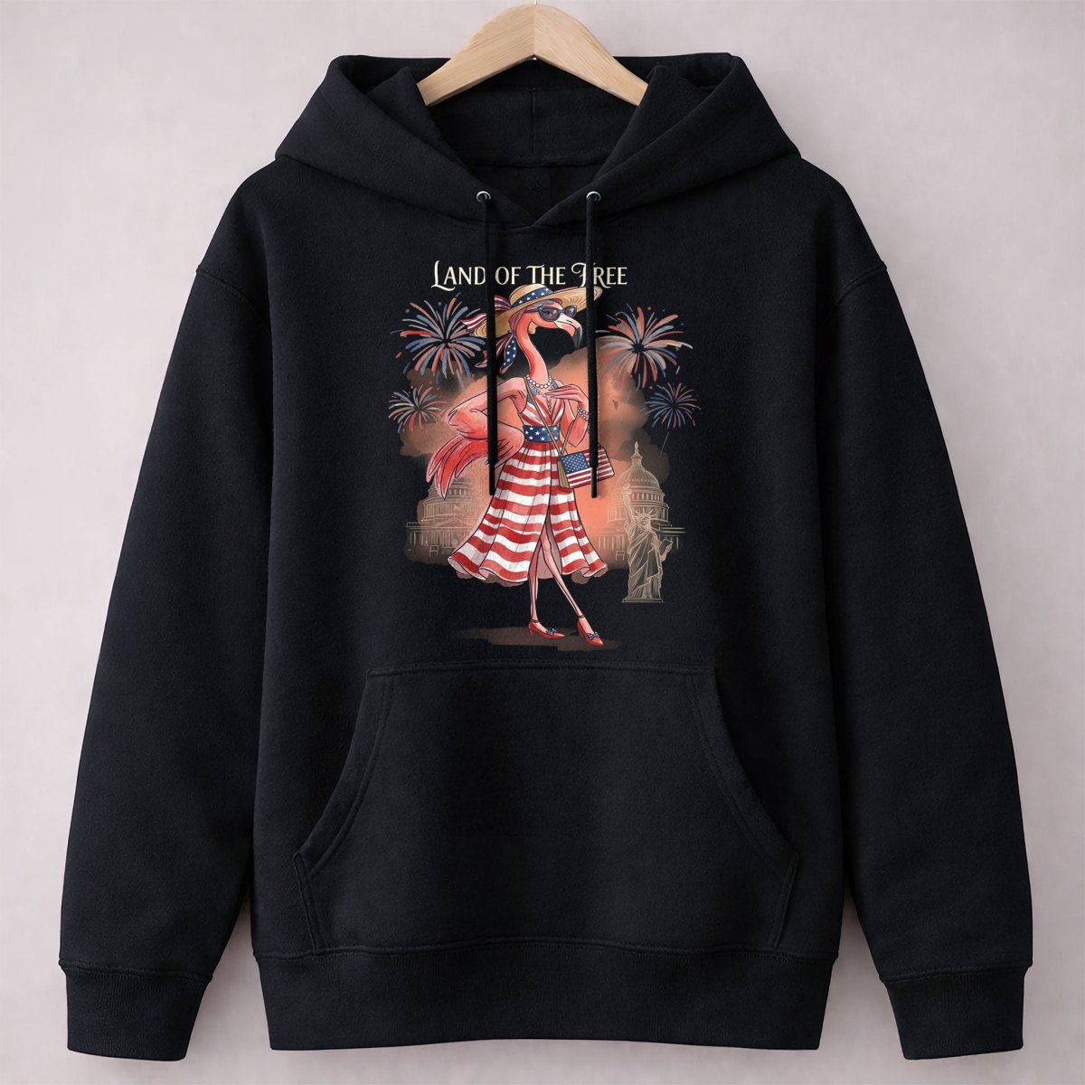 Land of the Free Patriotic Chic Flamingo July 4th Shirt - FlamingoAholic