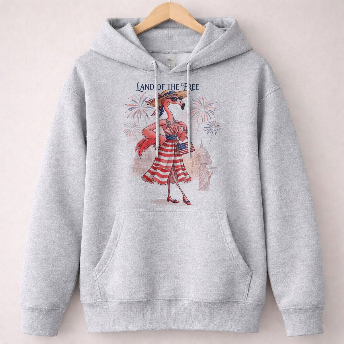 Land of the Free Patriotic Chic Flamingo July 4th Shirt - FlamingoAholic