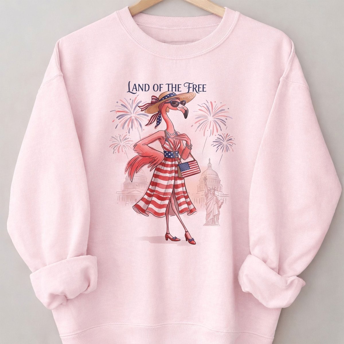 Land of the Free Patriotic Chic Flamingo July 4th Shirt - FlamingoAholic