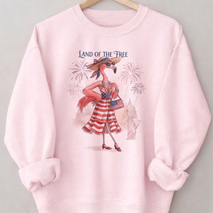 Land of the Free Patriotic Chic Flamingo July 4th Shirt - FlamingoAholic