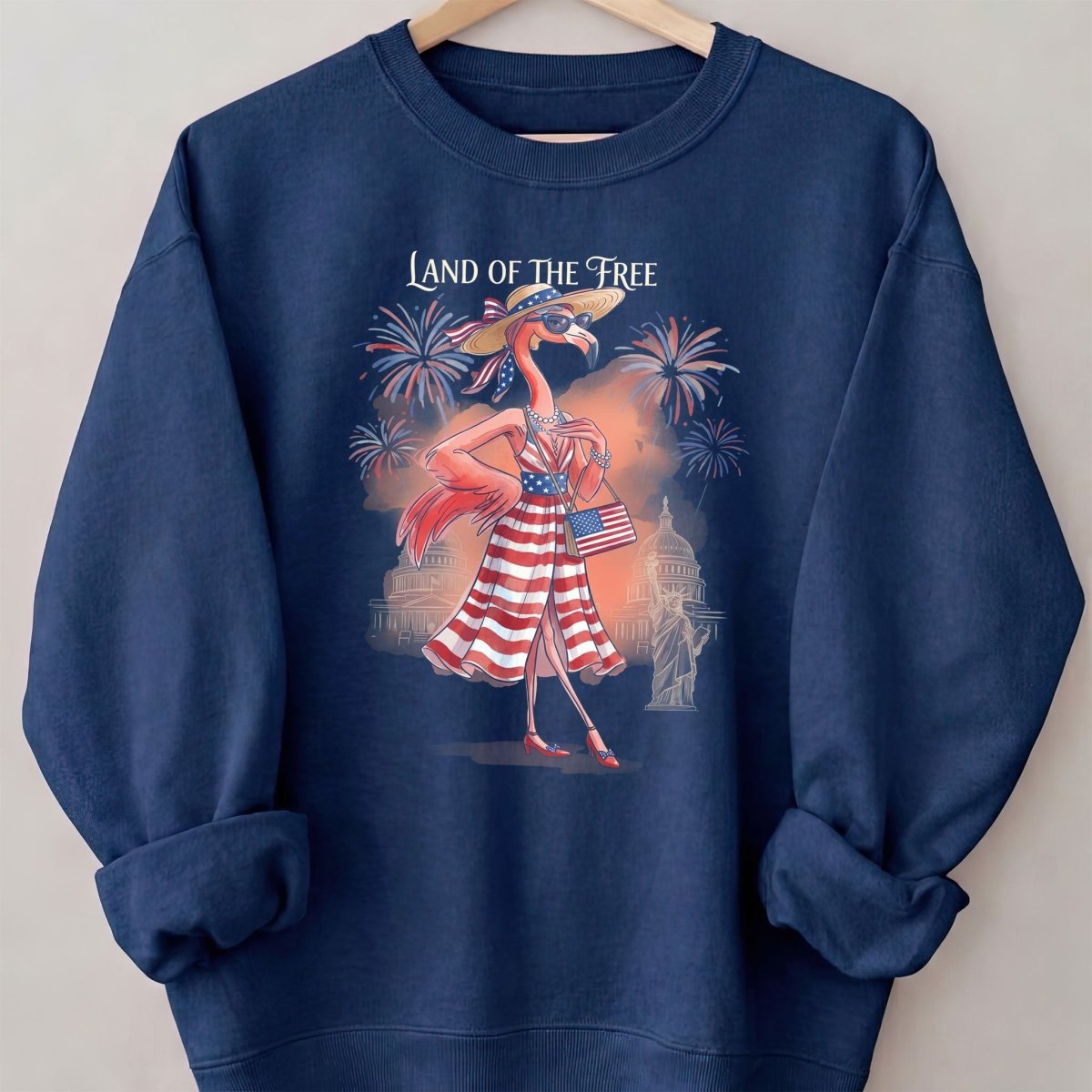 Land of the Free Patriotic Chic Flamingo July 4th Shirt - FlamingoAholic