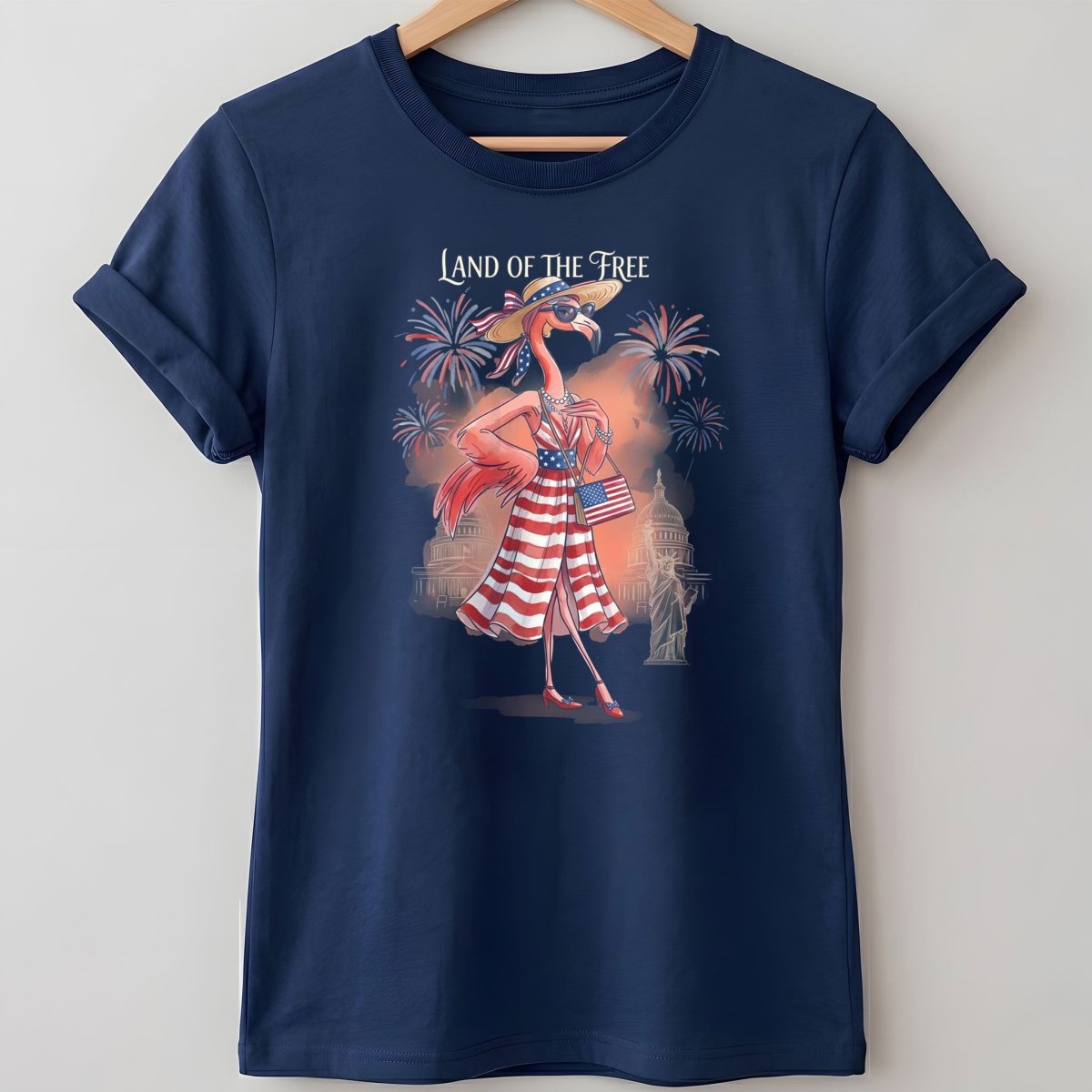 Land of the Free Patriotic Chic Flamingo July 4th Shirt - FlamingoAholic
