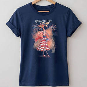 Land of the Free Patriotic Chic Flamingo July 4th Shirt - FlamingoAholic