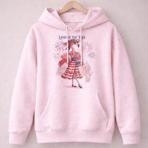 Land of the Free Patriotic Chic Flamingo July 4th Shirt - FlamingoAholic