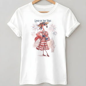 Land of the Free Patriotic Chic Flamingo July 4th Shirt - FlamingoAholic