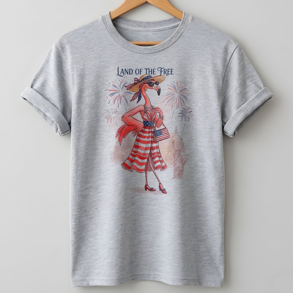 Land of the Free Patriotic Chic Flamingo July 4th Shirt - FlamingoAholic