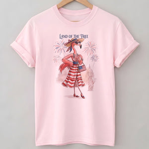 Land of the Free Patriotic Chic Flamingo July 4th Shirt - FlamingoAholic