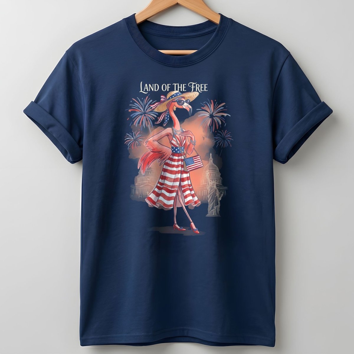 Land of the Free Patriotic Chic Flamingo July 4th Shirt - FlamingoAholic