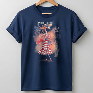 Land of the Free Patriotic Chic Flamingo July 4th Shirt - FlamingoAholic
