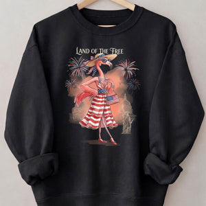 Land of the Free Patriotic Chic Flamingo July 4th Shirt - FlamingoAholic