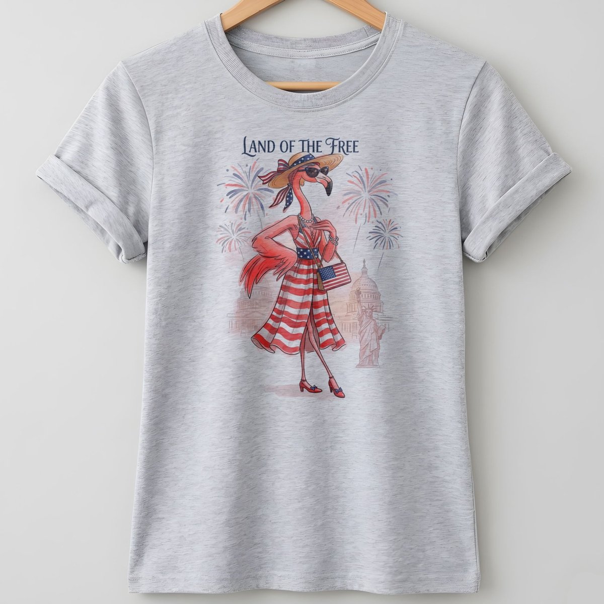 Land of the Free Patriotic Chic Flamingo July 4th Shirt - FlamingoAholic