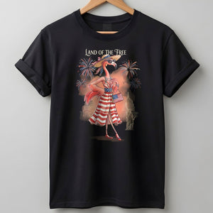 Land of the Free Patriotic Chic Flamingo July 4th Shirt - FlamingoAholic