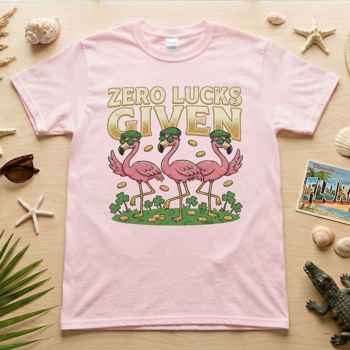 Leprechaun Flamingo Zero Lucks Given St. Patrick's Day T-Shirt - Funny Irish Beer Party Tee for Her - FlamingoAholic