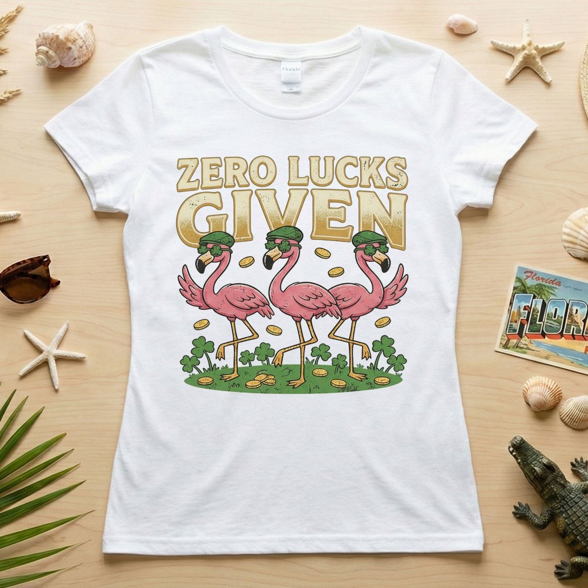 Leprechaun Flamingo Zero Lucks Given St. Patrick's Day T-Shirt - Funny Irish Beer Party Tee for Her - FlamingoAholic
