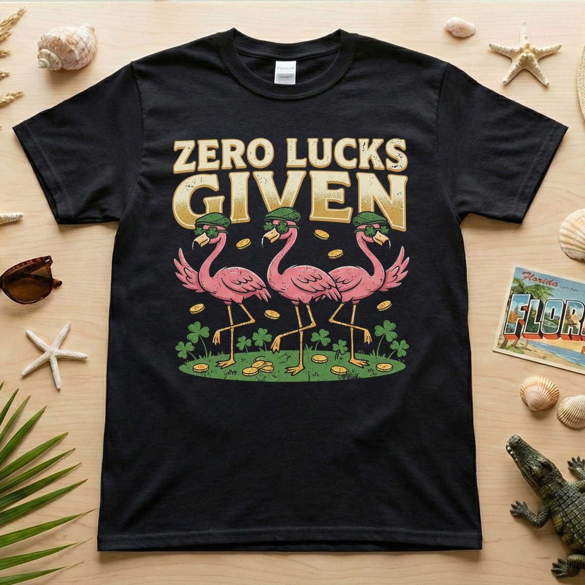 Leprechaun Flamingo Zero Lucks Given St. Patrick's Day T-Shirt - Funny Irish Beer Party Tee for Her - FlamingoAholic