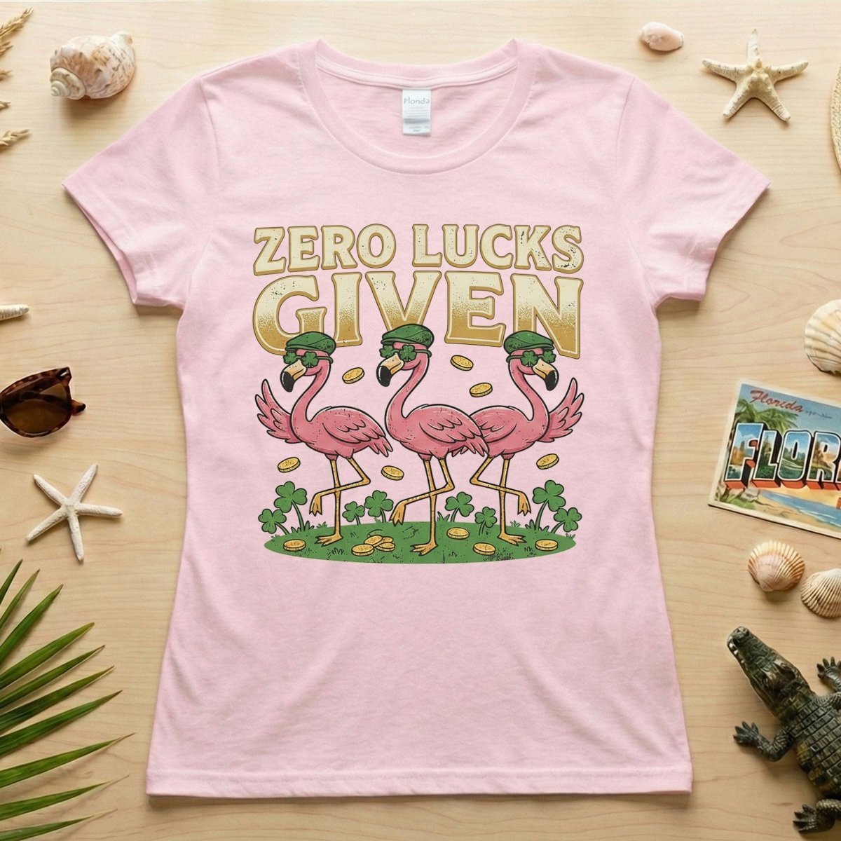 Leprechaun Flamingo Zero Lucks Given St. Patrick's Day T-Shirt - Funny Irish Beer Party Tee for Her - FlamingoAholic