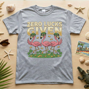Leprechaun Flamingo Zero Lucks Given St. Patrick's Day T-Shirt - Funny Irish Beer Party Tee for Her - FlamingoAholic