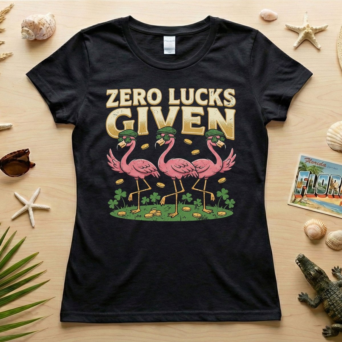 Leprechaun Flamingo Zero Lucks Given St. Patrick's Day T-Shirt - Funny Irish Beer Party Tee for Her - FlamingoAholic
