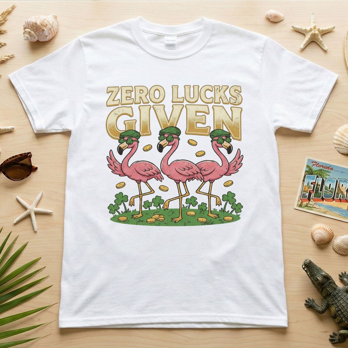 Leprechaun Flamingo Zero Lucks Given St. Patrick's Day T-Shirt - Funny Irish Beer Party Tee for Her - FlamingoAholic
