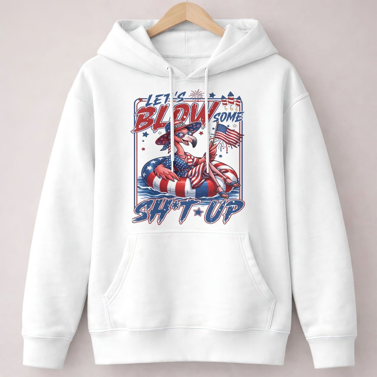 Let's Blow Some Sh*t Up Funny Patriotic Flamingo July 4th Shirt - FlamingoAholic