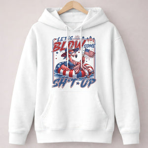 Let's Blow Some Sh*t Up Funny Patriotic Flamingo July 4th Shirt - FlamingoAholic