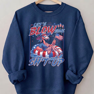 Let's Blow Some Sh*t Up Funny Patriotic Flamingo July 4th Shirt - FlamingoAholic