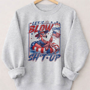 Let's Blow Some Sh*t Up Funny Patriotic Flamingo July 4th Shirt - FlamingoAholic