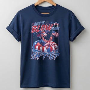 Let's Blow Some Sh*t Up Funny Patriotic Flamingo July 4th Shirt - FlamingoAholic