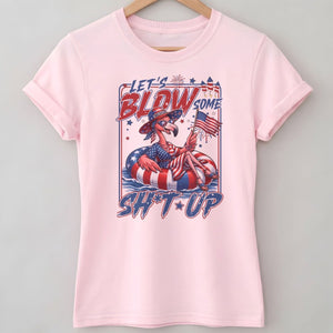 Let's Blow Some Sh*t Up Funny Patriotic Flamingo July 4th Shirt - FlamingoAholic