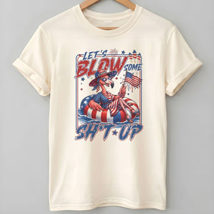 Let's Blow Some Sh*t Up Funny Patriotic Flamingo July 4th Shirt - FlamingoAholic