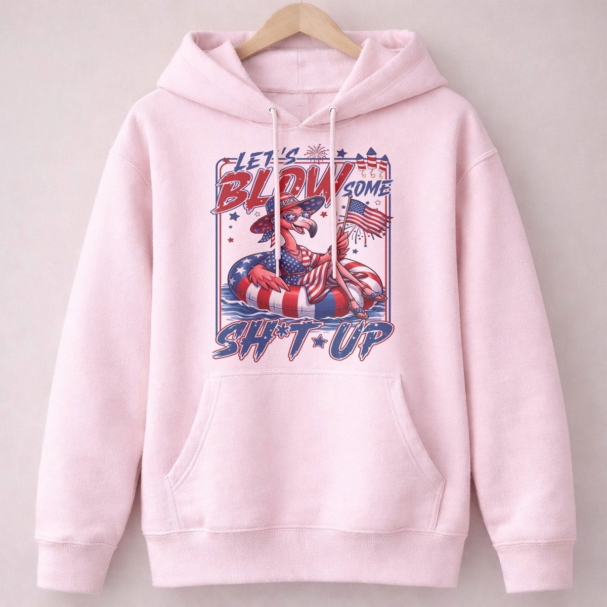 Let's Blow Some Sh*t Up Funny Patriotic Flamingo July 4th Shirt - FlamingoAholic