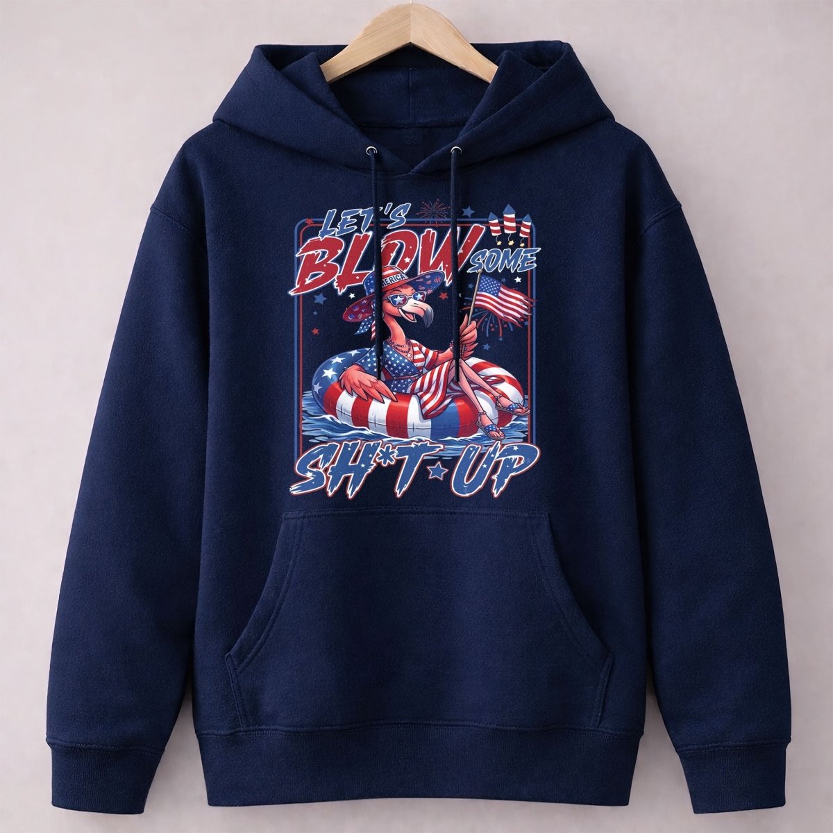 Let's Blow Some Sh*t Up Funny Patriotic Flamingo July 4th Shirt - FlamingoAholic