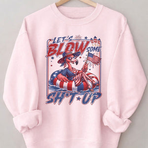 Let's Blow Some Sh*t Up Funny Patriotic Flamingo July 4th Shirt - FlamingoAholic