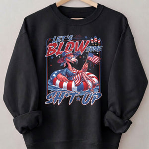 Let's Blow Some Sh*t Up Funny Patriotic Flamingo July 4th Shirt - FlamingoAholic