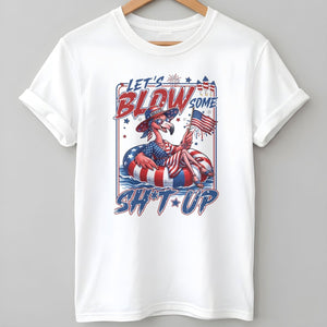 Let's Blow Some Sh*t Up Funny Patriotic Flamingo July 4th Shirt - FlamingoAholic