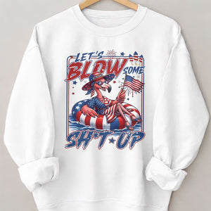 Let's Blow Some Sh*t Up Funny Patriotic Flamingo July 4th Shirt - FlamingoAholic